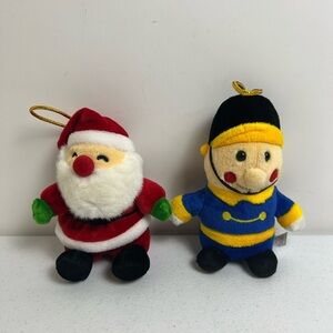 Lot of 2 VTG Chosun International Christmas Ornament Plush Santa Soldier